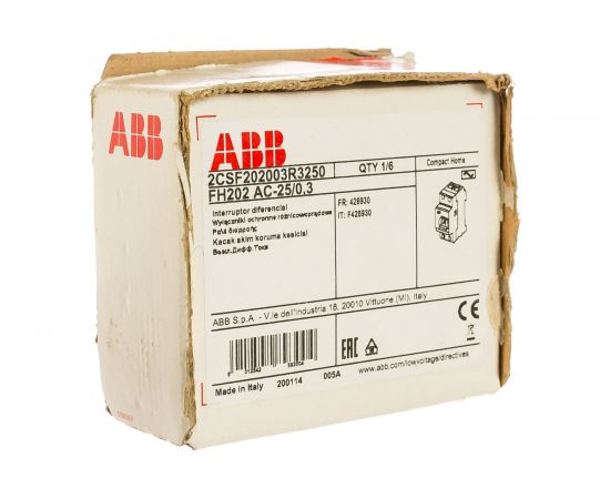 Выключатель дифференциального тока ABB 2 модуля FH202 AC-25/0,3 2CSF202003R3250 – изображение 3