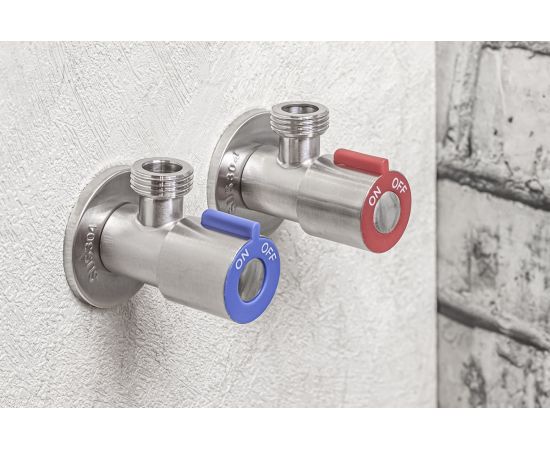 Комплект угловых кранов RM 1/2 х 1/2 НР-НР нержавеющая сталь AISI304 ATS-1212-2 – изображение 4