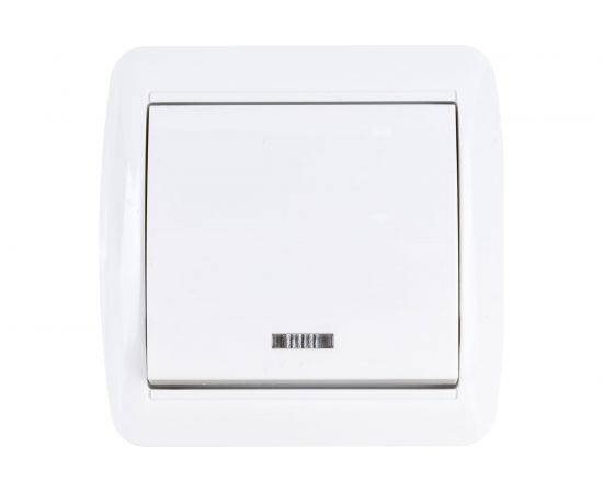 1-клавишный выключатель TDM открытой установки с подсветкой IP44 10А белый "Селигер" SQ1818-0003 