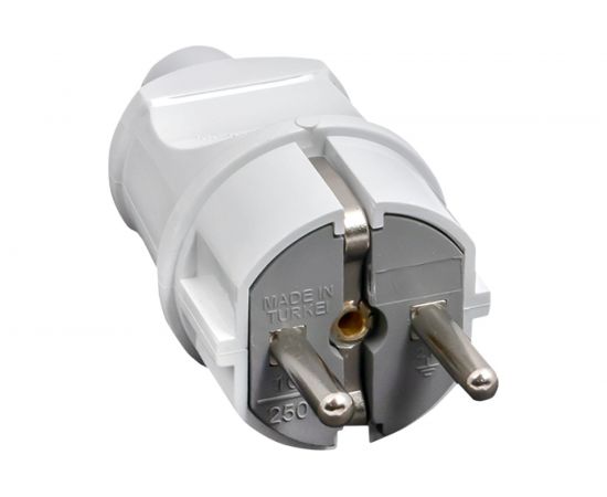 Усиленная прямая вилка EKF Proxima с заземлением, белая, 16А, 250В AVP16-10-r 