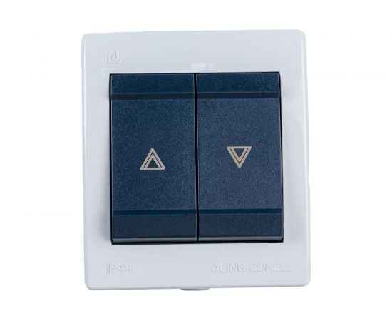 Кнопка выключателя управления жалюзи Aling-conel POWER IP44 10AX 250В открытой установки, серый 257.1A 117063 