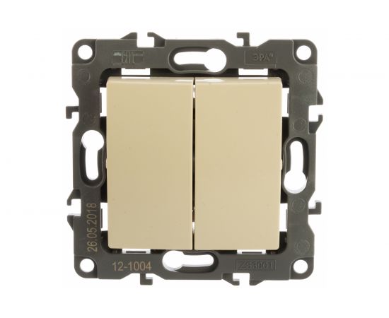 Двойной выключатель ЭРА 12-1004-02 10АХ-250В, IP20, без м.лапок, 12, слоновая кость Б0014652 