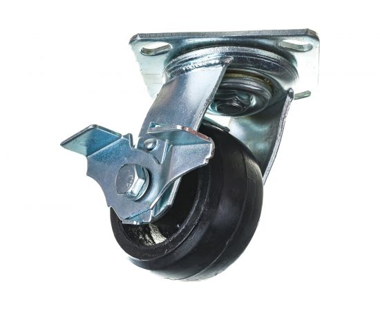 Колесо большегрузное обрезиненное поворотное с тормозом SCDB42 100 мм MFK-TORG 1084100 