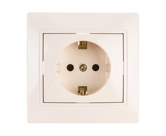 Розетка Intro 120202 2PE Schuko, 16А, 250В, IP20, СУ, Plano, слоновая кость Б0027610 