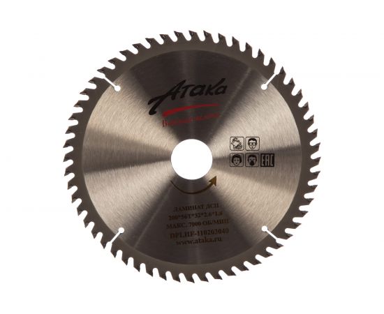 Диск пильный (200 мм; 56T; 32 мм) по ламинату и дсп профи АТАКА 8078040 