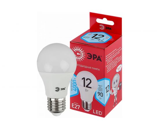 Светодиодная лампа ЭРА LED A60-12W-840-E27 R диод, груша, 12Вт, нейтральный свет, E27 Б0049636 – изображение 2