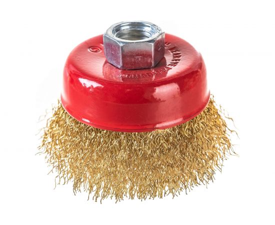 Щётка-крацовка латунированная мягкая (65 мм; M14) для УШМ Orientcraft OCCBAGM165212 – изображение 2