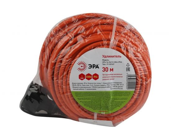 Силовой удлинитель ЭРА UPx1e3x1.530mIP44 в бухте c/з 1 гн 30м ПВС 3х1. Б0046817 – изображение 2