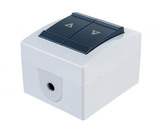 Кнопка выключателя управления жалюзи Aling-conel POWER IP44 10AX 250В открытой установки, серый 257.1A 117063 – изображение 2