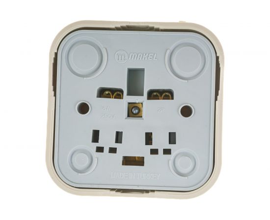 1-местная розетка Makel ОП 16А IP20 квадратная с заземлением кремовый 45208 – изображение 2