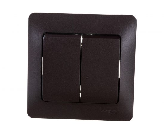 2-клавишный выключатель Schneider Electric скрытой проводки Glossa 10А IP20 5 10AX в сборе шоколадный GSL000852 – изображение 2