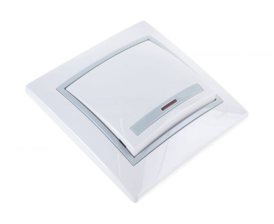 Выключатель с подсветкой Lezard, MIRA, белый, с серой вставкой, 701-0215-111 – изображение 2