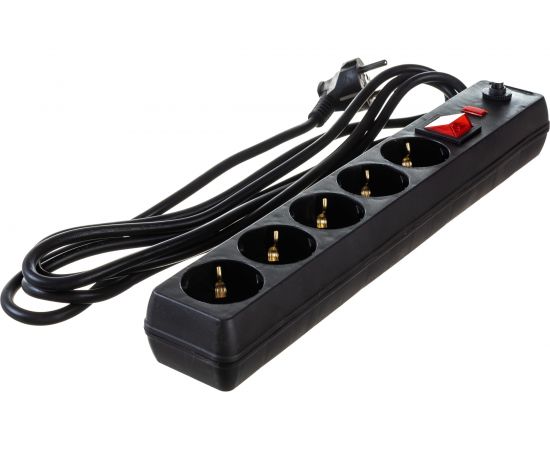 Сетевой фильтр IEK СФ-05К-выкл. 16А, 5 мест, 3м, 3х1мм2, черный WFP10-16-05-03-ZK-K02 – изображение 2