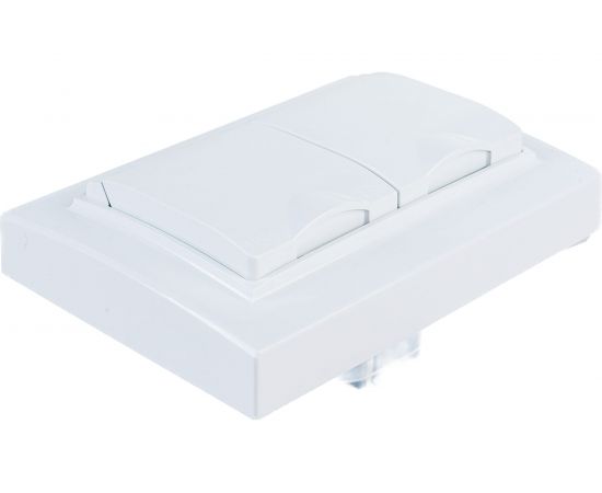 2-местная розетка EKF Минск, СП, с крышкой, с заземлением, 16А, белая, с защитными шторками, IP44 ERR16-129-200-44 – изображение 3