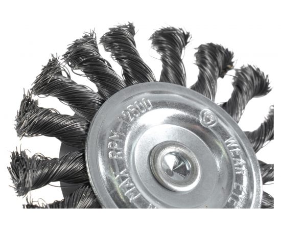 Щётка, витая стальная проволока №087 (100 мм; хвостовик 6 мм) для дрели АТАКА 22419 – изображение 3