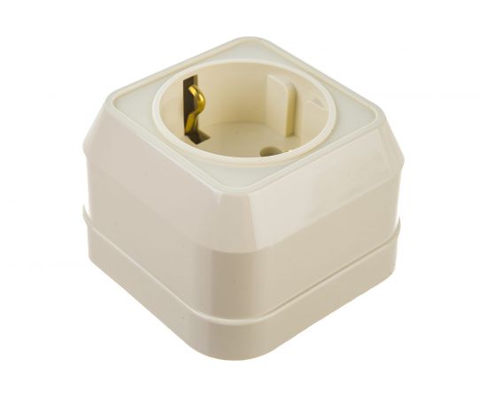 1-местная розетка Makel ОП 16А IP20 квадратная с заземлением кремовый 45208 – изображение 3