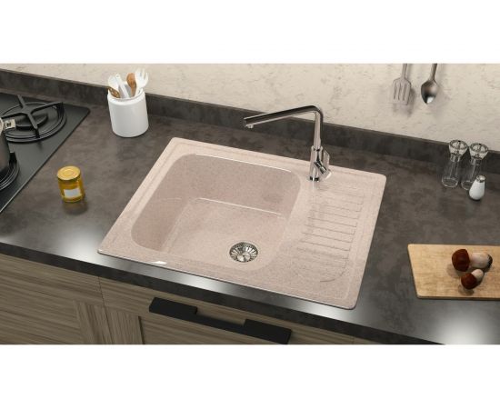 Кухонная мойка GLANZ цвет: песочный J-015-34 – изображение 4