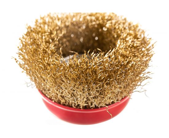 Щётка-крацовка латунированная мягкая (65 мм; M14) для УШМ Orientcraft OCCBAGM165212 – изображение 4