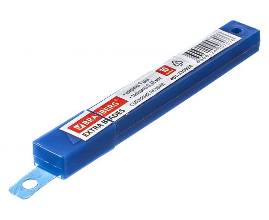 Лезвия для ножей в пластиковом пенале (10 шт; 9х0.38 мм) BRAUBERG 230924 – изображение 5