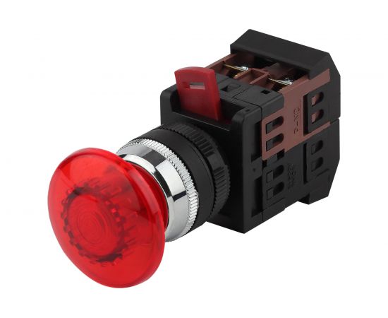 Кнопка ЭРА AEAL22 Грибок, с фиксацией, красный, d=22мм, 240В, 1з+1р, 10/400/4000 Б0045638 – изображение 5