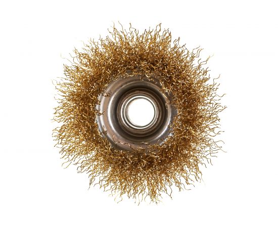 Щётка-крацовка латунированная мягкая (65 мм; M14) для УШМ Orientcraft OCCBAGM165212 – изображение 5