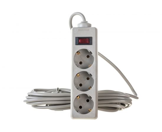 Сетевой фильтр ExeGate SP-3-5G 3 евро с заземлением, 5м, выключатель с подсветкой, серый 221183 