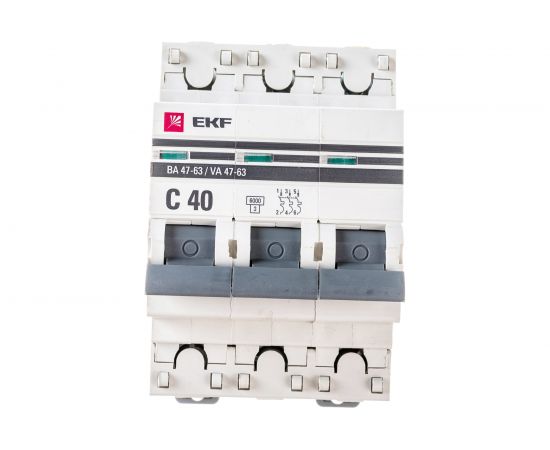 Автоматический выключатель EKF 3P 40А 6кА ВА47-63 PROxima SQmcb4763-6-3-40C-pro 