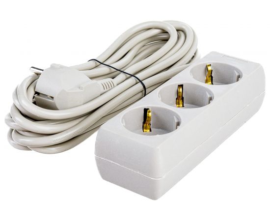 Удлинитель ExeGate ECE-3-5G 3 евророзетки с заземлением, 5м, серый 285808 – изображение 2