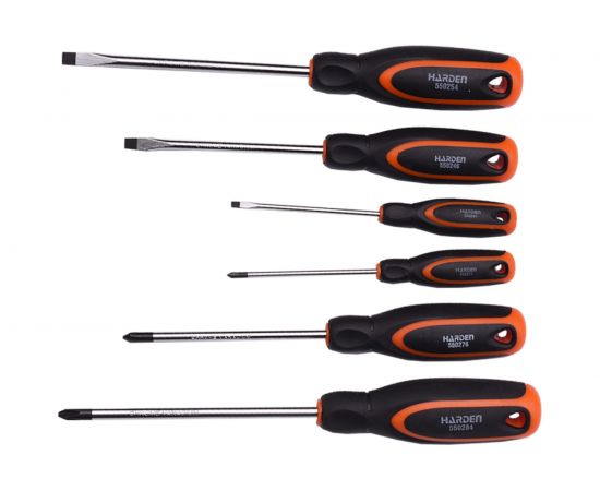Набор профессиональных отверток HARDEN CrV, 2-компонентная рукоятка эргономик, 6 шт. 550396 – изображение 2