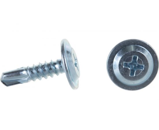 Саморез для металла с прессшайбой ЦКИ 4.2х16, сверлоконечный, Ц, ПРОФИ 48754 – изображение 2