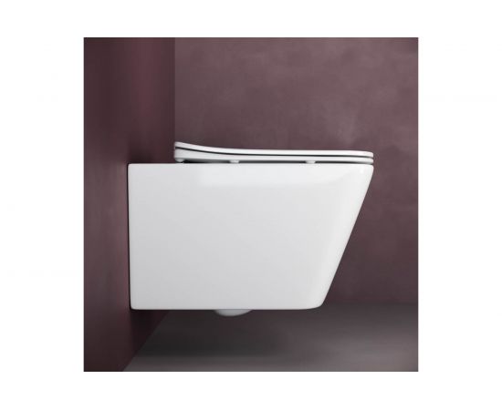 Подвесной унитаз Ceramica Nova METRIC Rimless с крепежом, с сиденьем-крышкой с микролифтом CN3007 – изображение 3