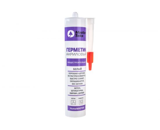 Общестроительный герметик MASTERTEKS HOMEMASTER акрил. 260 мл белый 12 53364 – изображение 3