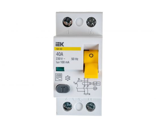 Выключатель дифференциального тока IEK 2п 40A 100mA тип AC ВД1-63 ИЭК MDV10-2-040-100 – изображение 4