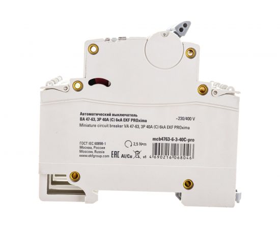 Автоматический выключатель EKF 3P 40А 6кА ВА47-63 PROxima SQmcb4763-6-3-40C-pro – изображение 4
