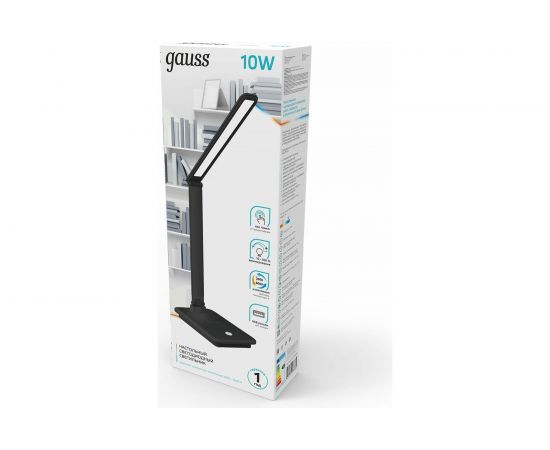 Настольный диммируемый светильник Gauss модель GTL202 10W 550lm 3000-6000K 170-265V черный USB LED GT2022 – изображение 4
