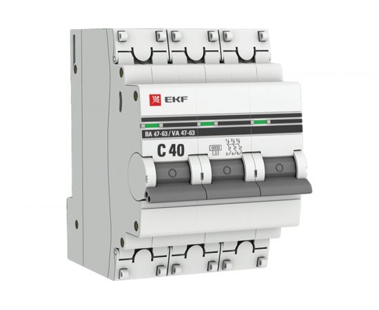 Автоматический выключатель EKF 3P 40А 6кА ВА47-63 PROxima SQmcb4763-6-3-40C-pro – изображение 5