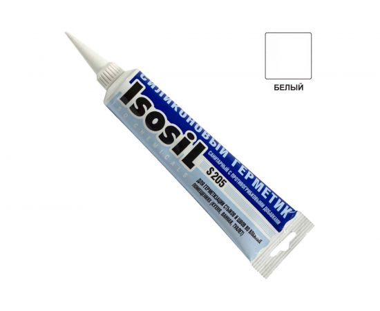 Силиконовый санитарный герметик для ванной и кухни ISOSIL S205 белый, 115 мл 2050108 – изображение 5