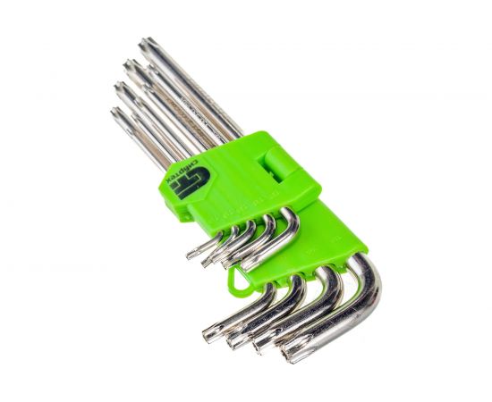 Набор удлиненных имбусовых ключей Tamper-Torx, 9 шт: TT T10-T50, 45Х, никель СИБРТЕХ 12322 – изображение 5