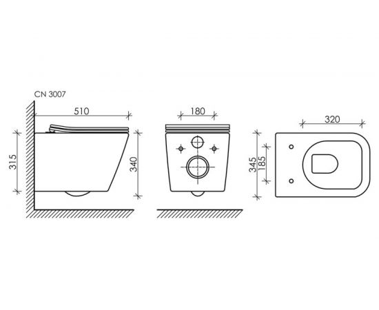 Подвесной унитаз Ceramica Nova METRIC Rimless с крепежом, с сиденьем-крышкой с микролифтом CN3007 – изображение 9