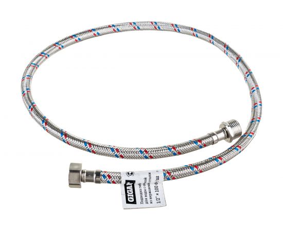 Гибкая подводка для воды Gigant с оплеткой из нержавеющей стали, 1/2""х100 см, г/ш P-100-GW 