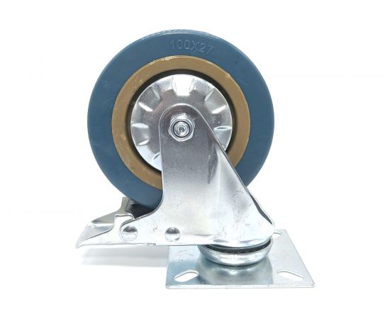 Колесо поворотное на площадке с тормозом 100 мм, ПВХ Левша У8-8989 