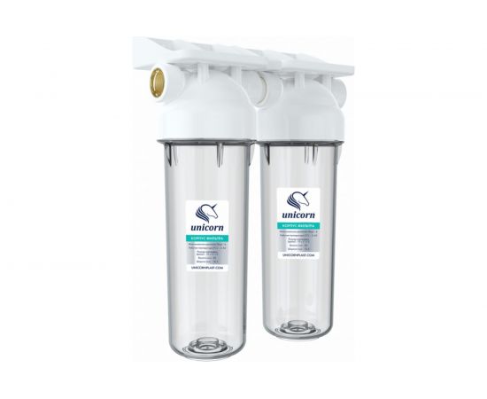 Магистральный фильтр Unicorn 3/4 KSBP DUO двойной, для холодной воды, прозрачный 10"" 548621 