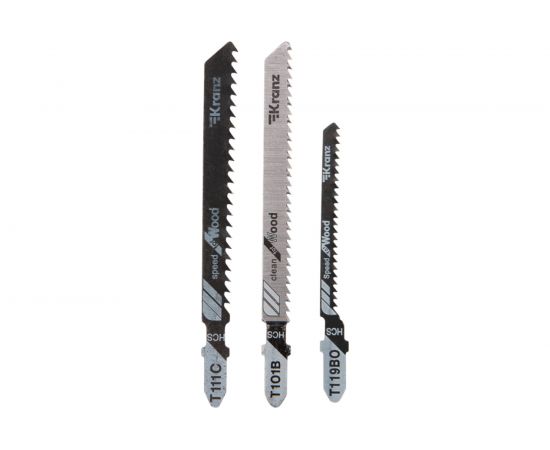 Набор пилок для лобзика по дереву №1 T101B, T111C, T119BO 3 шт KRANZ KR-92-0321 