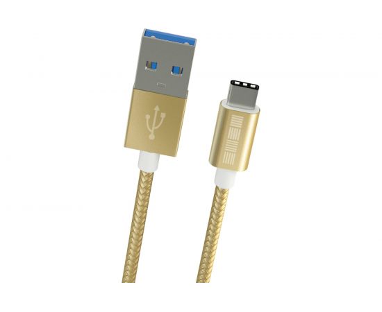Кабель InterStep TypeC-USBA USB3.0 Gold нейлон 1,0м, AA, M-M 51767 