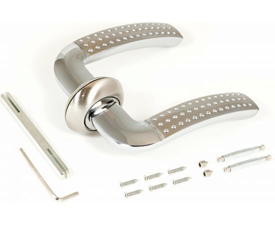 Комплект ручек Аллюр ФОСТЕР SN/CP 1682 (матовый никель; хром) 11127 – изображение 2