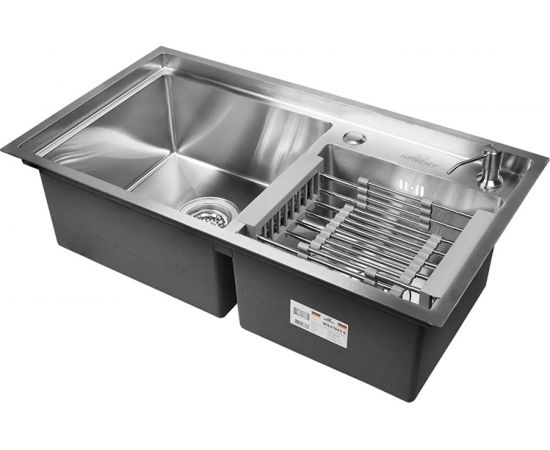 Кухонная мойка из нержавеющей стали WISENT 7843-S 78x43 см, с раздвижным коландером WS37843-S/W302644/W405A/WGER011 – изображение 3
