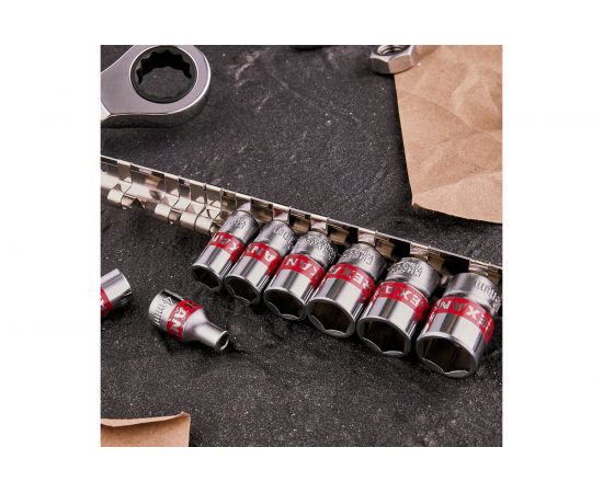 Набор торцевых головок REXANT 1/4, шестигранные, CrV, 10 шт, 4-13 мм 12-8316 – изображение 3