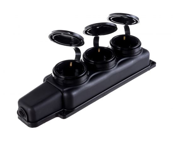 Штепсельная колодка Volsten Sb1-M3Z Black IP54 3 места черная с заземлением модель РП 16-334 14436 – изображение 3