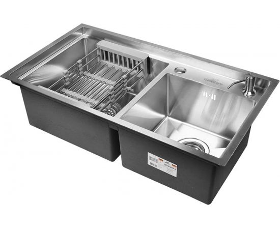 Кухонная мойка из нержавеющей стали WISENT 7843-S 78x43 см, с раздвижным коландером WS37843-S/W302644/W405A/WGER011 – изображение 4
