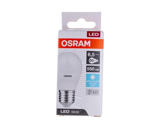 Светодиодная лампа Osram LED BASE CLASSIC P60 6,5W/840 230V E27 4058075527805 – изображение 4